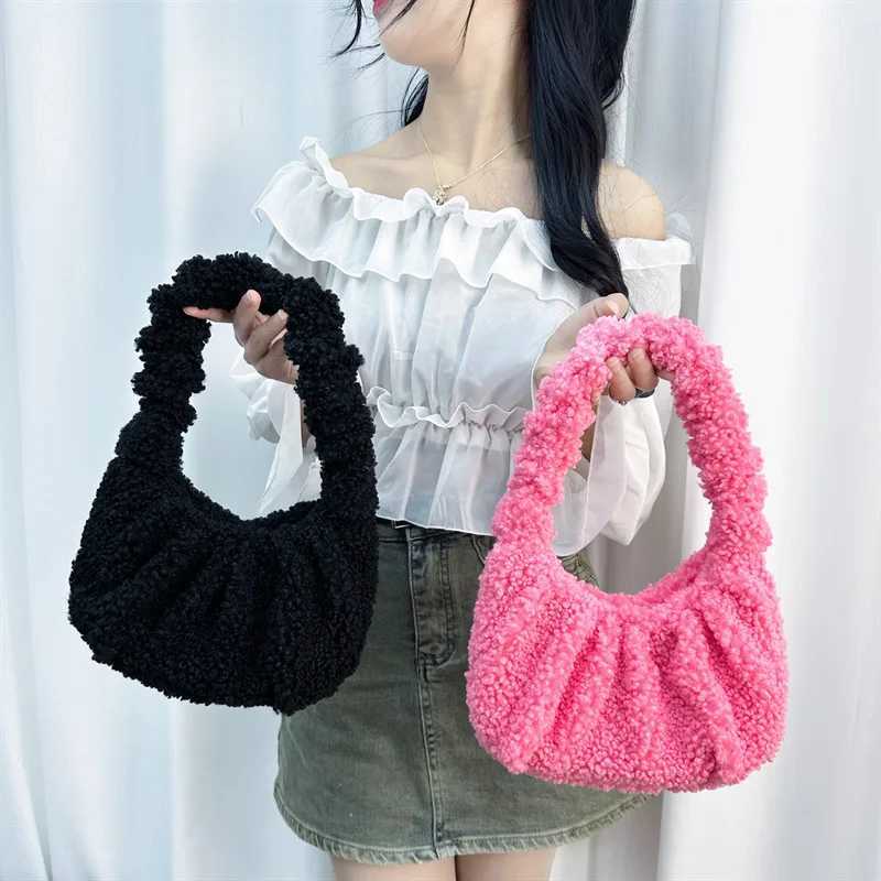 Cloud Pleated Handle Bags for Women faux fur Bags Leisure Armpit Bag Shopping Shoulder Bags Dumpling Handbag Female