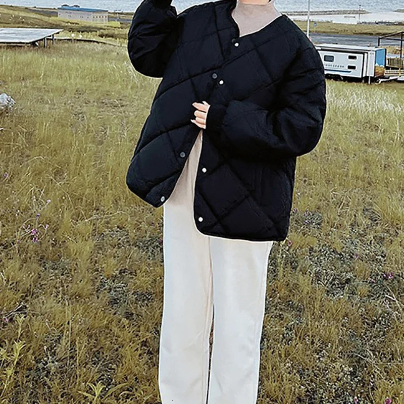 HELIAR Women Thicken Long Sleeve Office Cottonpadded Jacket Warm Lambswool Solid Button Fall Winter Casual Parkas 241120