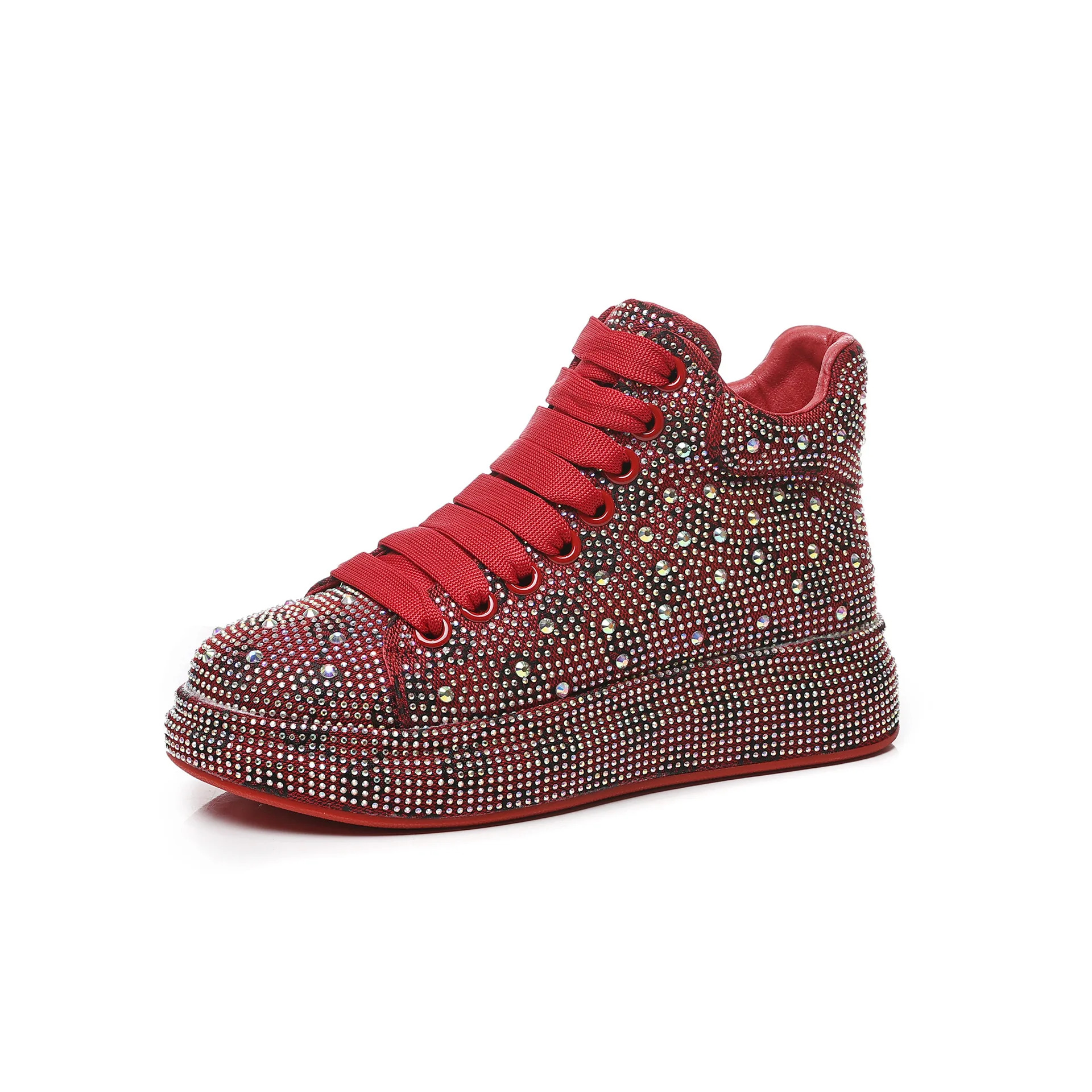 Quality Sneakers Skate Keep Warm Cotton Rhie Women High Top Board Shoe Shiny Women's Casual Shoes