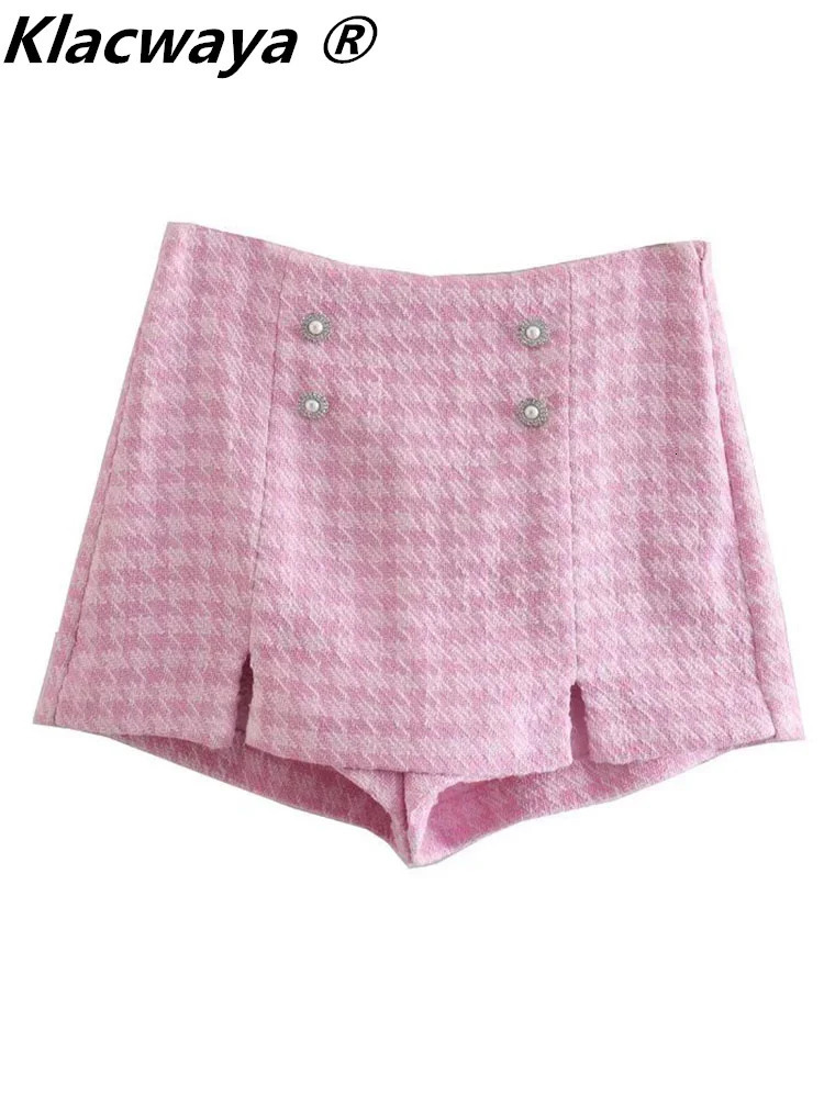 Klacwaya tweed set 2-piece fashionable jacket womens shorts set womens shorts 241130