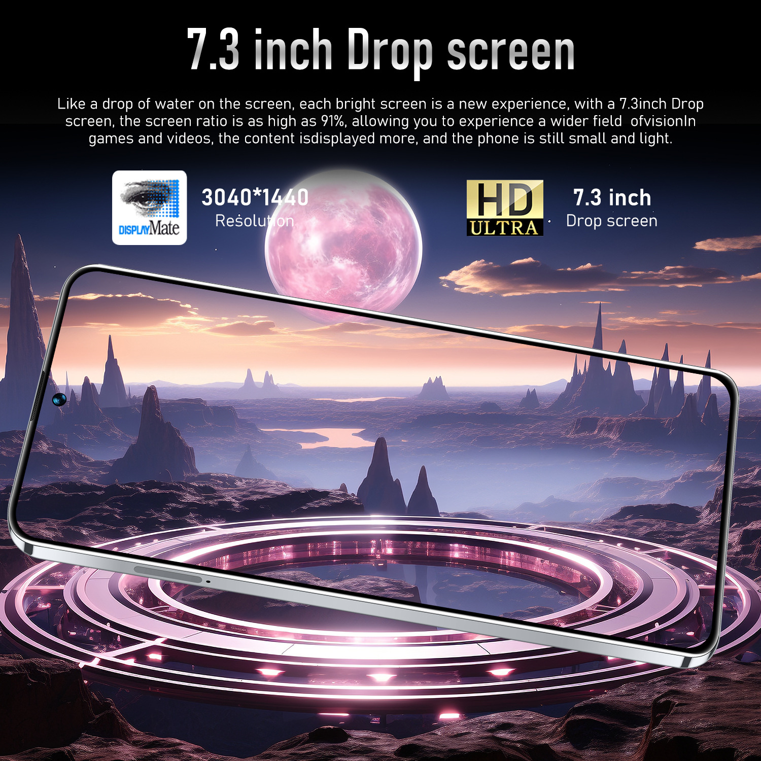 Pova 5 Pro Android Phone 7.3-inch, Android 13 Snapdragon8 Gen 2 CPU,16GB+1TB Cell Phone,72MP+108MP Camera Pixels 6800mAh Battery 5G Dual SIM Card