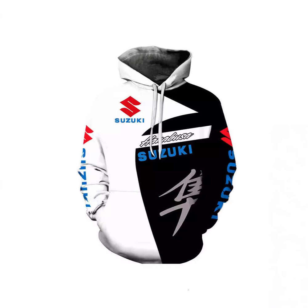 2024 Spring and Autumn New Casual 3D Digital Printed Hoodie Men's Street Motorcycle Round Neck Top