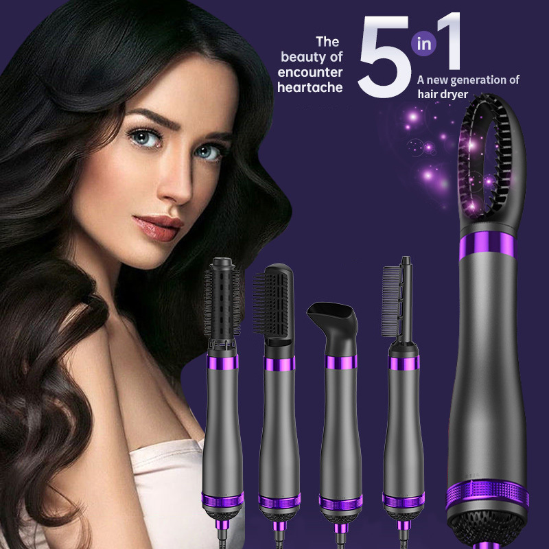 5 In 1 Negative Ionic Electric Brushes,Removable Dryer For Fast Drying,Low Noise Hair Curler/Straighteners Tools Salon