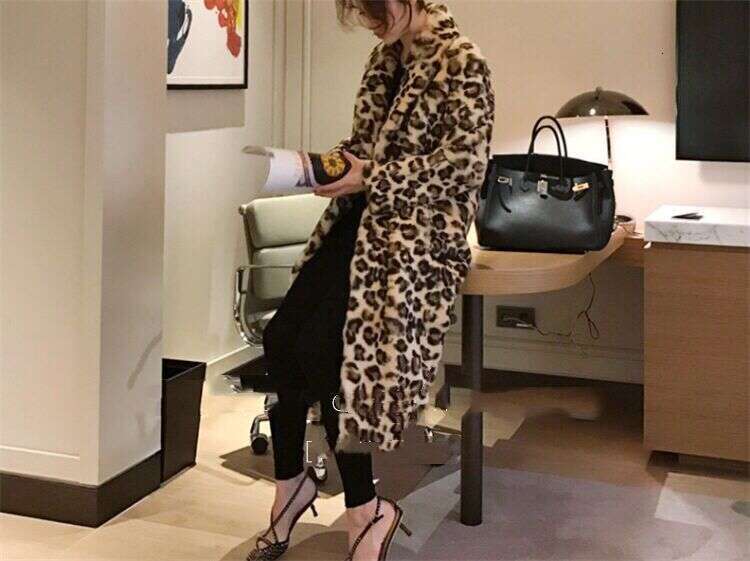Classic leopard print fur coat, star style mid length jacket, plush windbreaker, 2024 temperament versatile new trend clothing ins