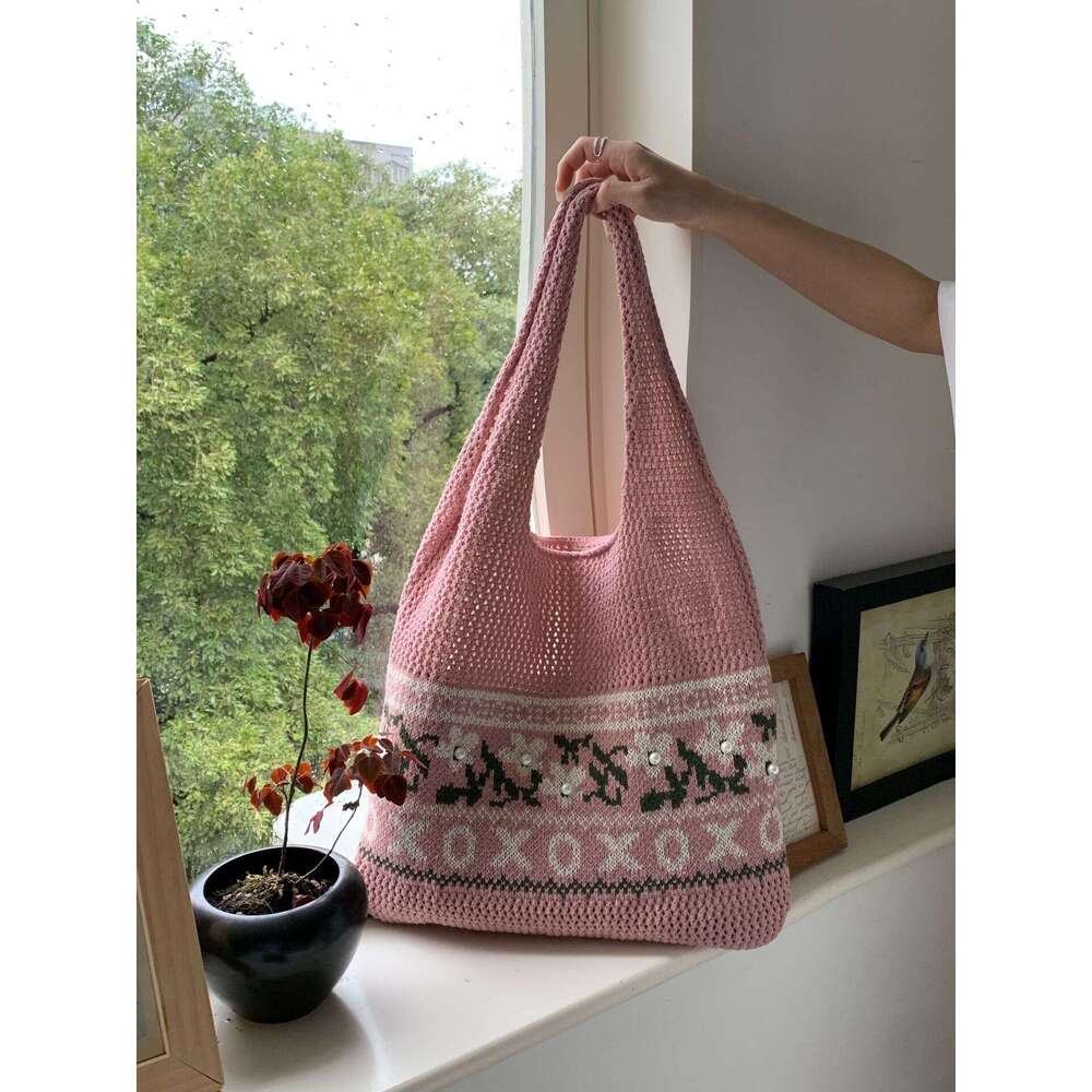Vintage Knitted Woven Tote Premium Exquisite Women's Shoulder Large Capacity Handbag Bag B1