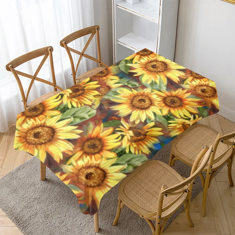 Modern Sunflower Printing Tablecloth Dust Proof Rectangular Table Covers Home Dining Tea Table Decoration 20