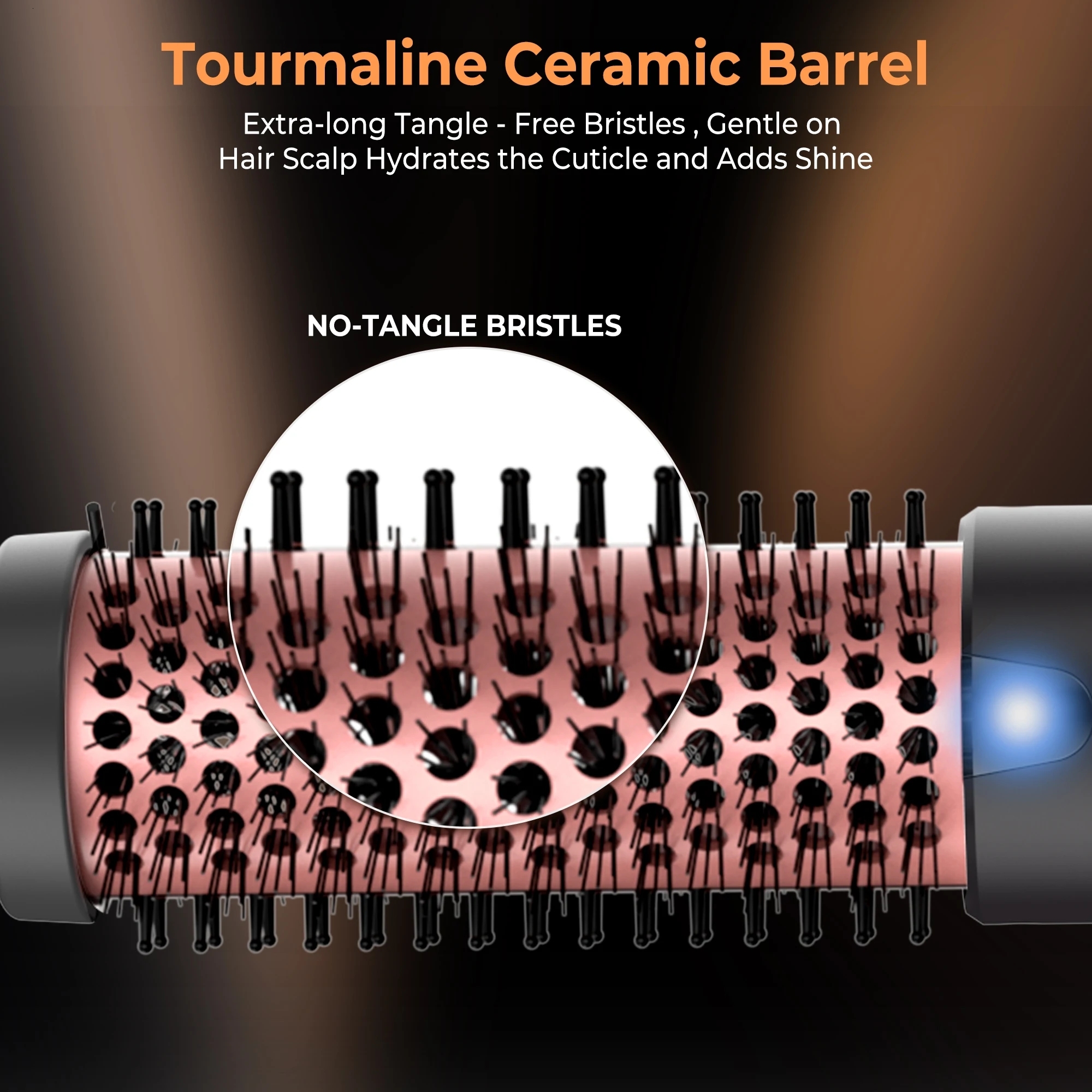 Professional 3 In 1 Iron Double PTC Thermal Ceramic Ionic Hot Brush Heated Anti-Scald Curg Wand