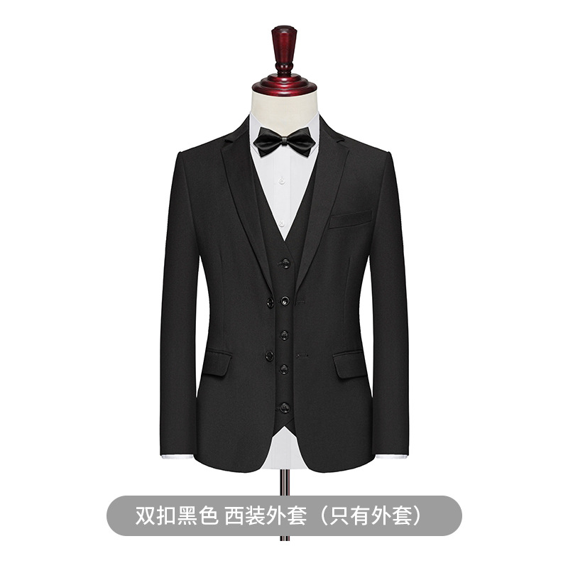 K551 Middle-Aged Men's Casual Suit Jacket - High-End Black Single Suit for Spring & Autumn