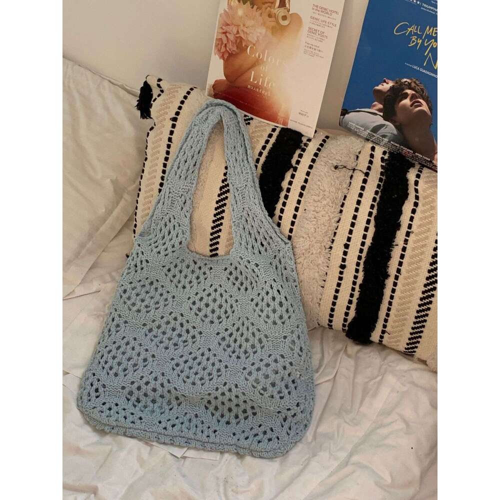 New Retro Women's Hollowed Out Yarn Knitted Tote Shoulder Bag, Shopping Bag B1