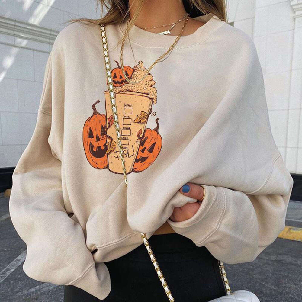 2024 autumn and winter new Korean round neck Halloween top long sleeved fashionable 3D printed casual sweatshirt