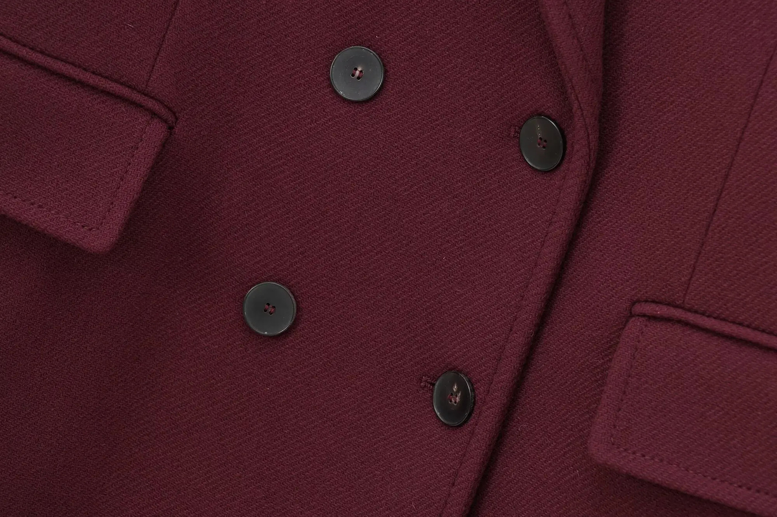 TRAFZA Woman Burgundy Winter Coat Womens Jacket 2024 Autumn Long Sleeve Woolen Chic Fashion Outerwears 241121