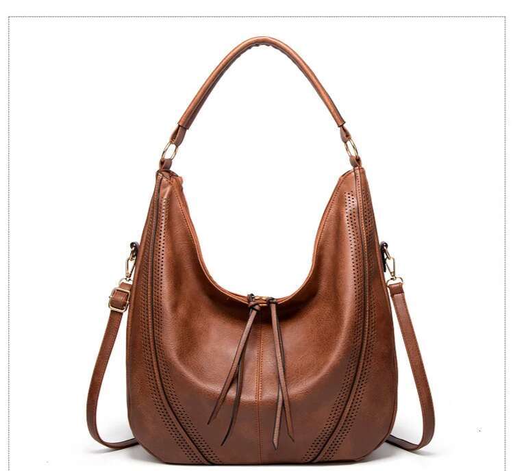 Fringe Hollowed-Out Shoulder Casual Bag Women's Tote Bag Burst Full Pu Leather Texture Independent Designer