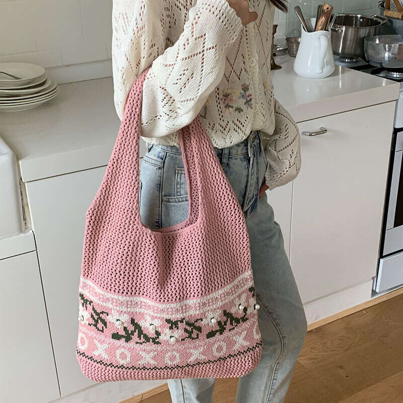 Vintage Knitted Woven Tote Premium Exquisite Women's Shoulder Large Capacity Handbag Bag B1