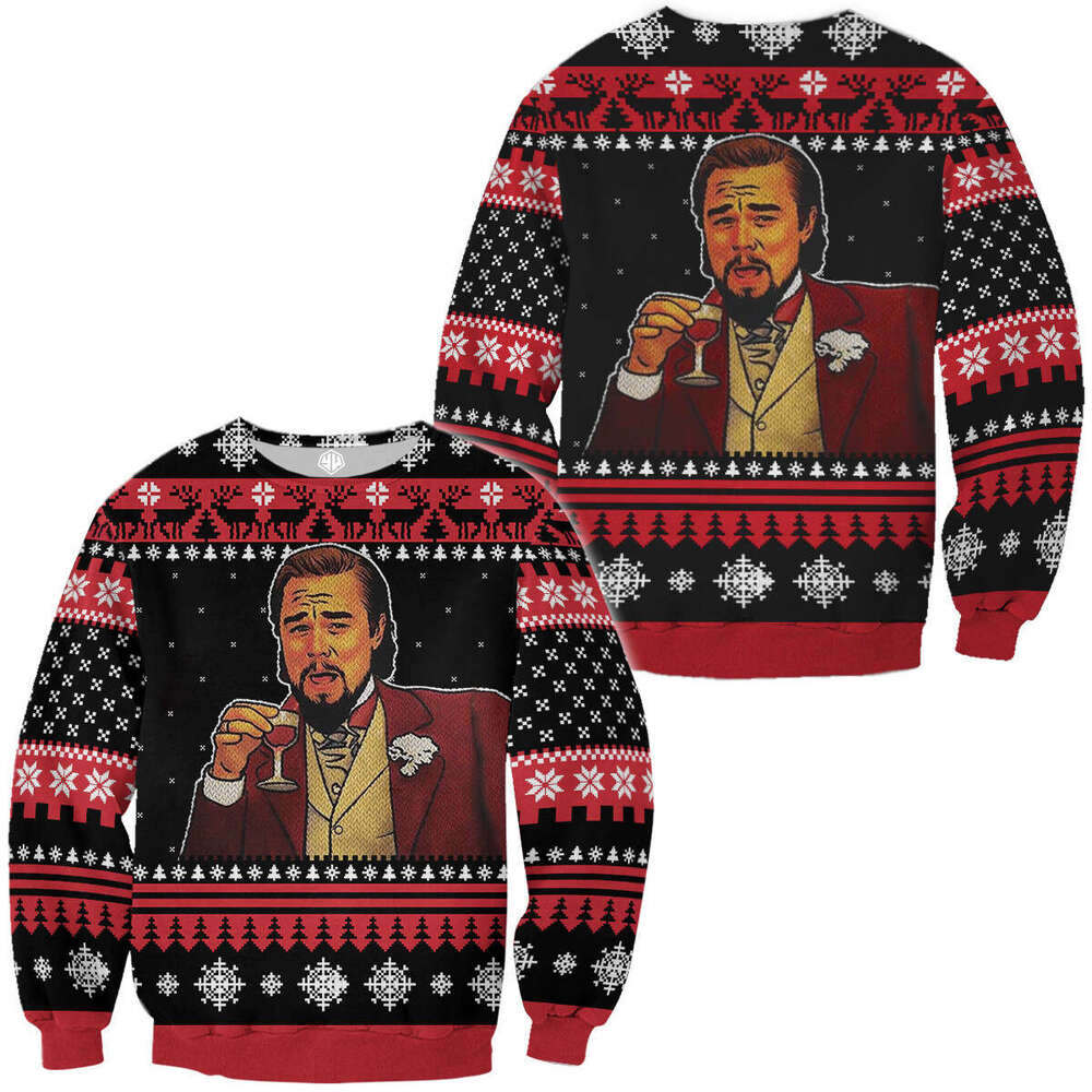 2024 Spring and Autumn New Christmas Theme 3D Digital Printed Loose Head Casual Round Neck Hoodie