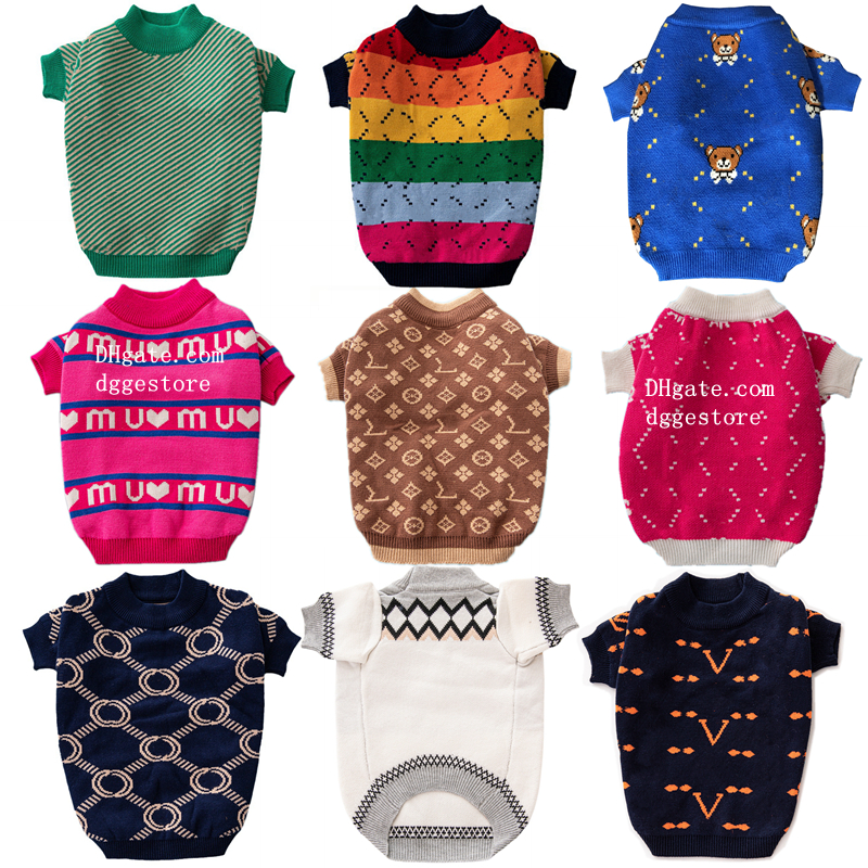 Luxury Dog Sweaters Designer Dog Clothes Soft Warm Cats Sweaters Knitted Cold Weather Puppy Coats for French Bulldog Pomeranian Maltese Multi Color Wholesale L A364