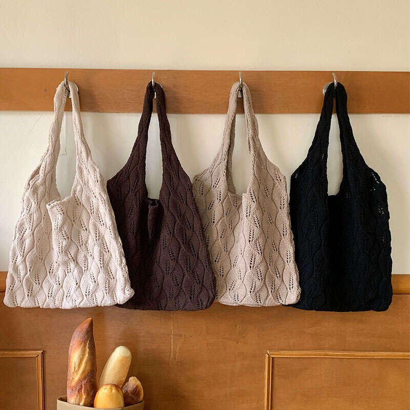 Knitted Woven Large Capacity Tote Crossbody Underarm Bag, Bags, Retro Hollowed Out Women's Shoulder Bag B1