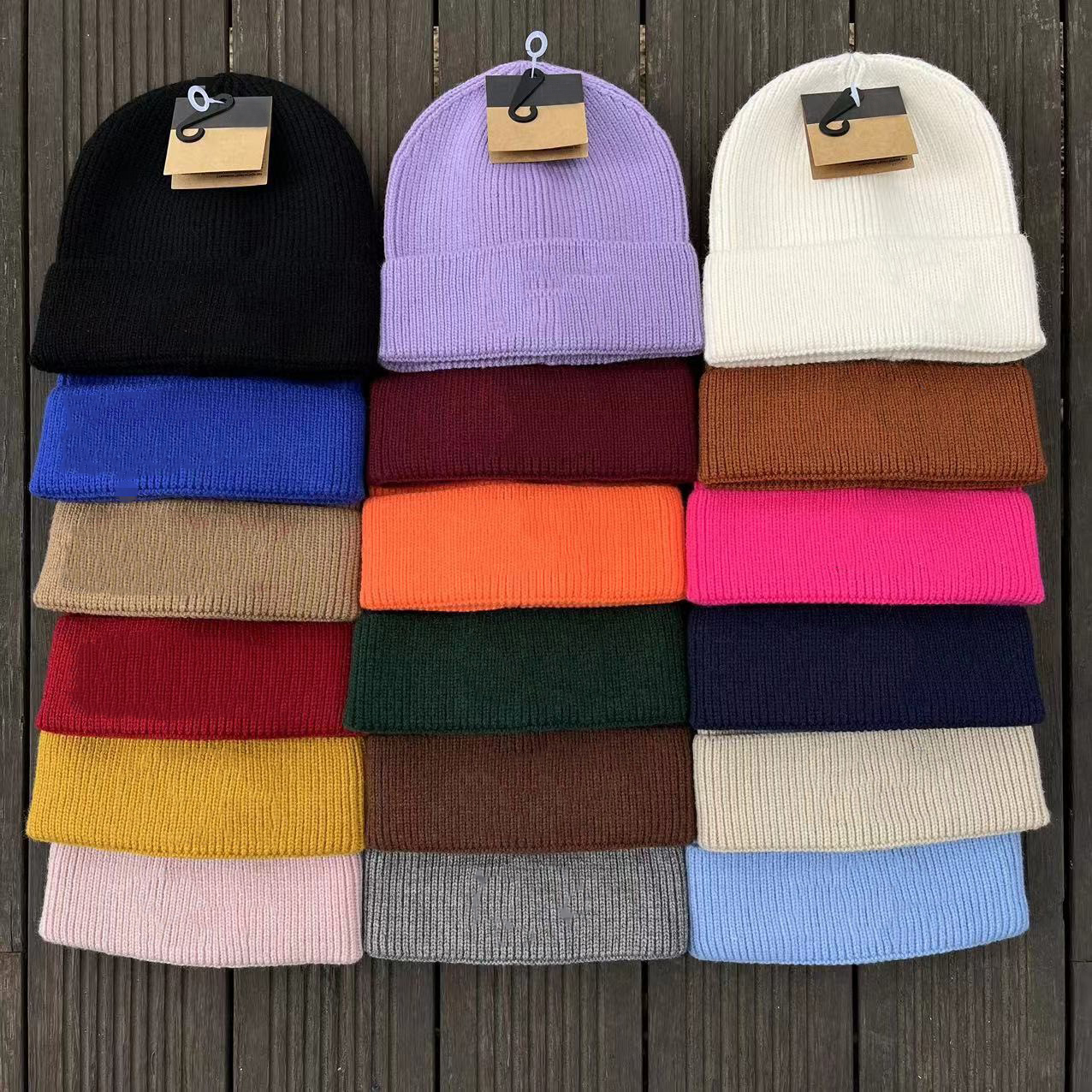 Winter Hats Fashion Knitted Skull Caps Hip-Hop Hat Unisex Beanie Plus Velvet Padded Skull Caps 18 Color