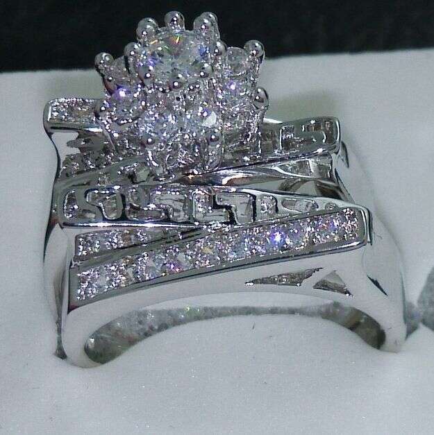 Elegant Topaz Womens Wedding Ring Set in 10kt White Gold Filled Sizes 5-10 dh5727163