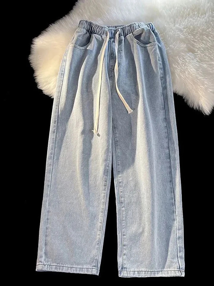 Thicken Warm Velvet Lined Wide Leg Jean Fashion High Waist Washing Vaqueros Fall Winter Classic Snow Wear Women Denim Pants 241121