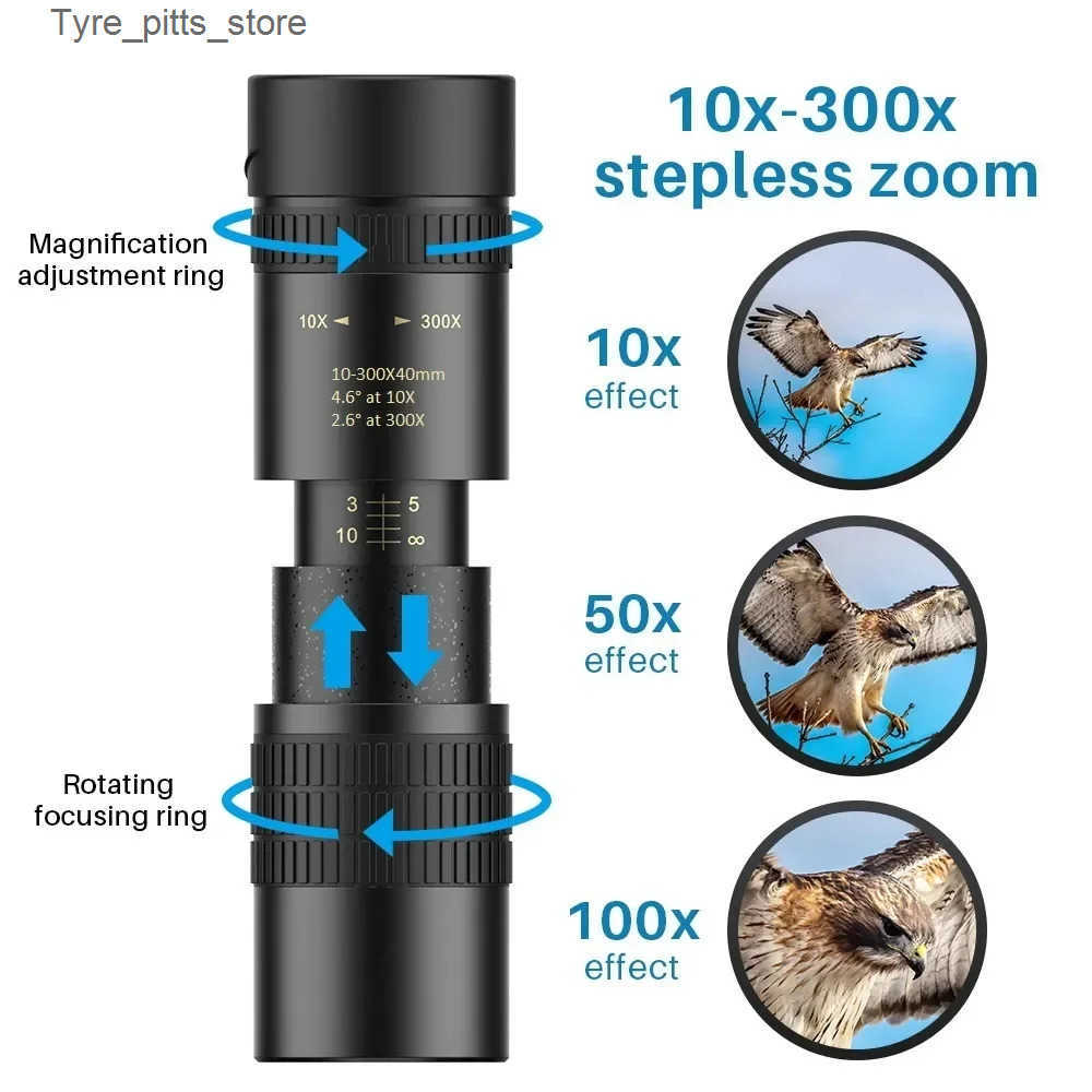 Telescopes 10-300X40 zoom high-definition single tube zoom mobile phone camera L240910