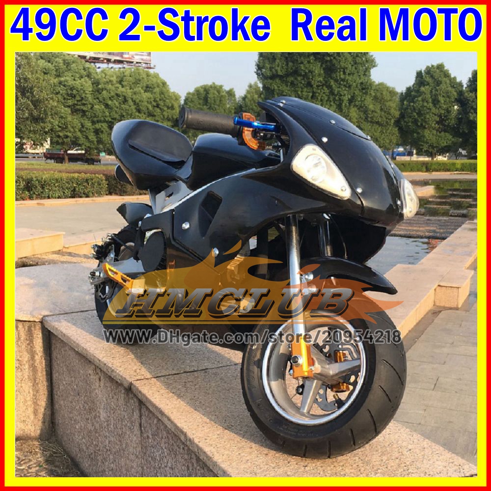 40Colors Real 2-Stroke 49 50 CC Mini Motorcycle OFF-Road Superbike Mountain Race Gasoline Pocket Bike Small Buggy Street MOTO Racing Autocycle Kids To