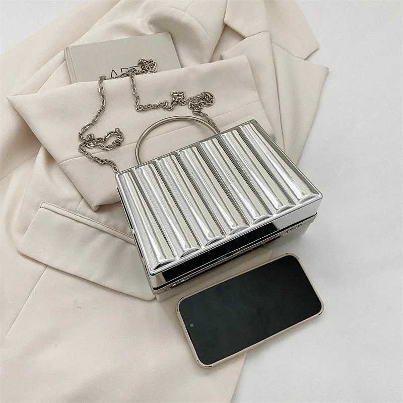 Metallic Box Fashion Acrylic Handbag Chain Hasp Solid Color Shell Shoulder Bag 2024 Hot Sale Bags for Women Bolsas Femininas