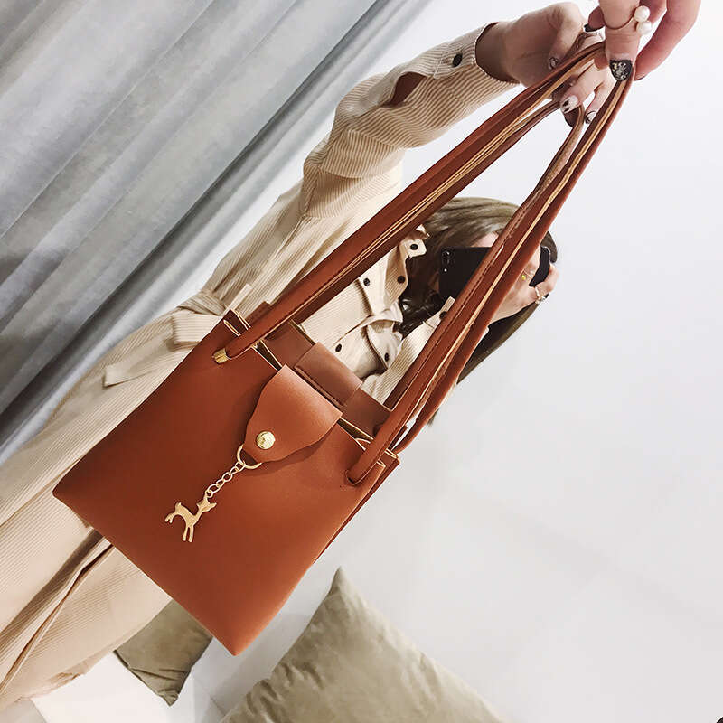 Deer Pendant Single Shoulder Diagonal Span PU Bucket Summer New Change Women's Bag B1