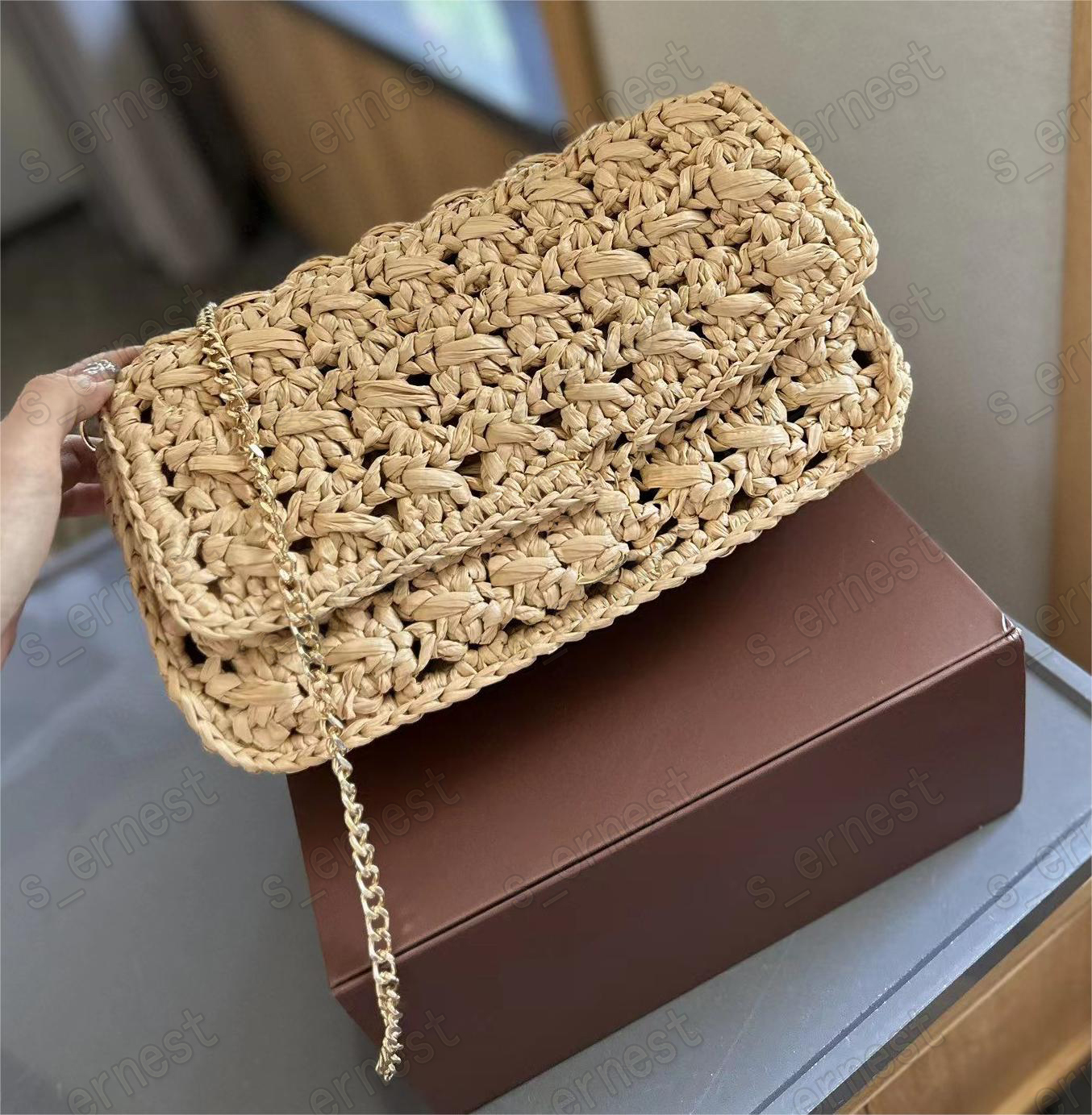 Designer Bag for 2025 Women Shoulder Bag Fashion Travel Beach Straw Bags Ladies Handbags Baguettes Clutch Bags Chain Purses