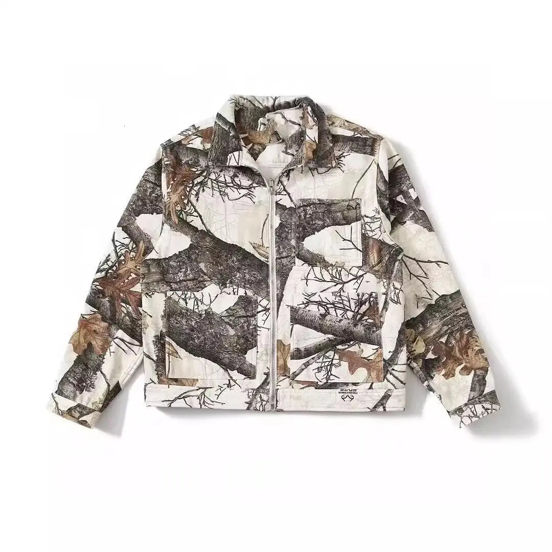 American hip-hop street mens and womens fashion trend personalized camouflage denim jacket for couples slim and suitable for Harajuku Y2K casual top 2