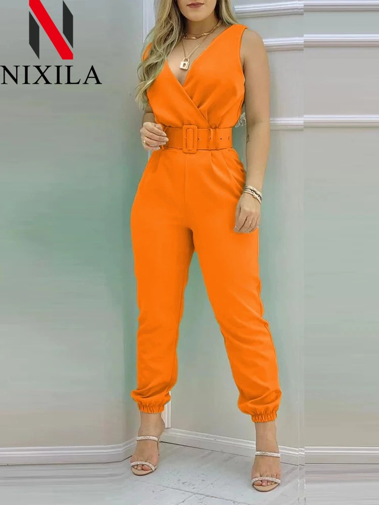 in Summer Vneck Backless Printed High Waist Jumpsuit for Women Bodysuit Overalls Sexy Streetwear 241120