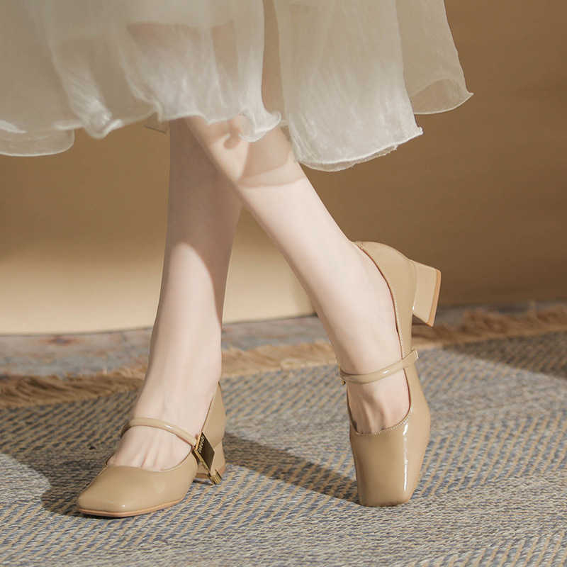 French Mary Jane shoes womens shallow mouth new coarse order shoes single strap versatile sexy womens shoes