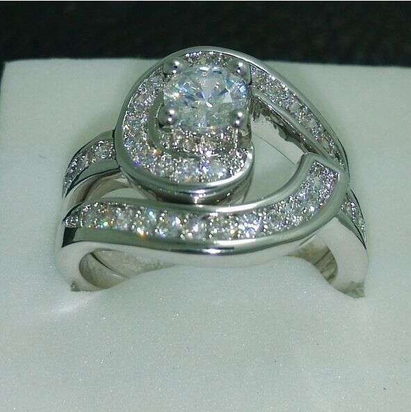 Topaz Gemstone Ring Set: 10K White Gold Filled, Free Shipping, Sizes 6-10 dh910320090