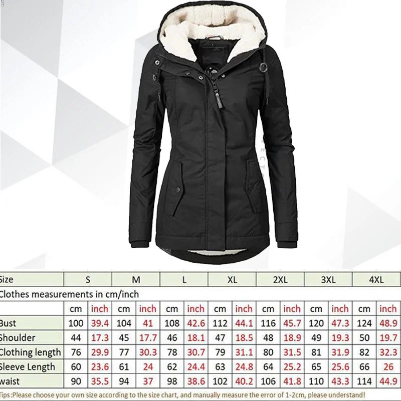 Winter warm coat Womens solid plush thickened jacket Outdoor hiking hooded windproof parka 241120