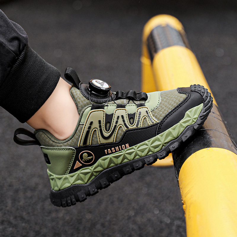 Outdoor Kid Sneakers Sport For 5-16years Boys Fashion Breathable Leather Children Comfort Black Running Casual Shoes