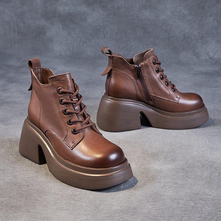 2024 Autumn/Winter New Thick soled Boots for , Fashionable and Versatile, Nordic Style Retro Single Boots with Velvet Increase for , Martin Boots for