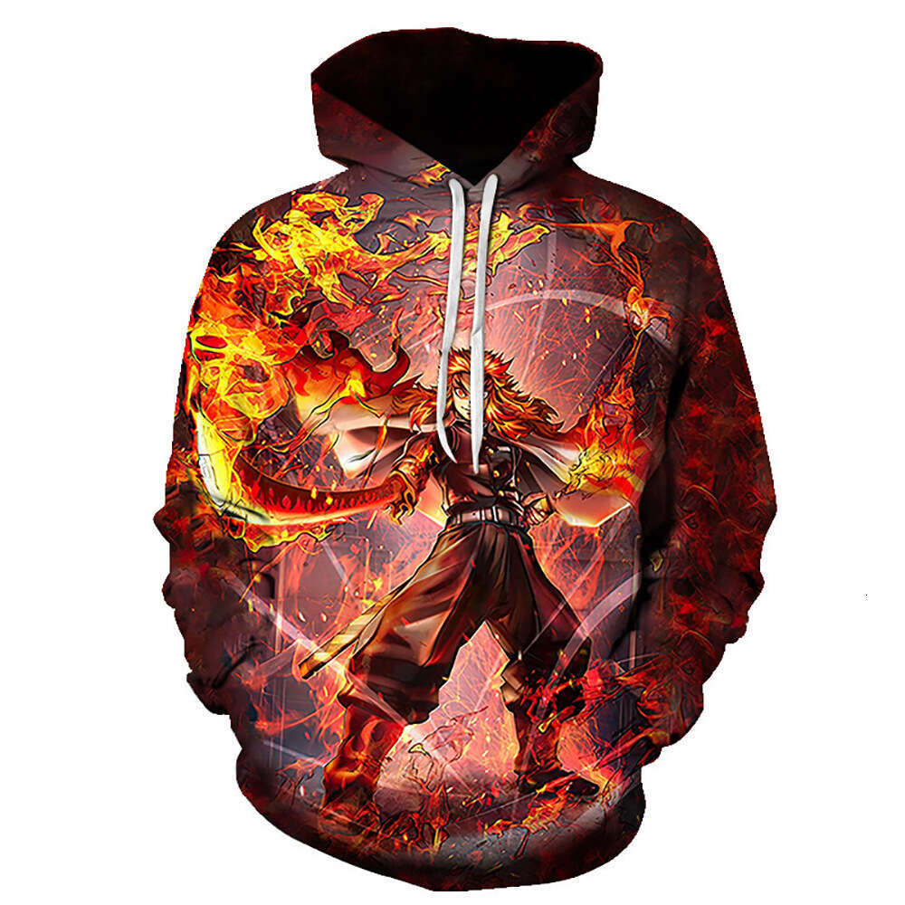 2024 Japanese Anime Demon Slayer 3D Digital Printed Casual Loose Hoodie