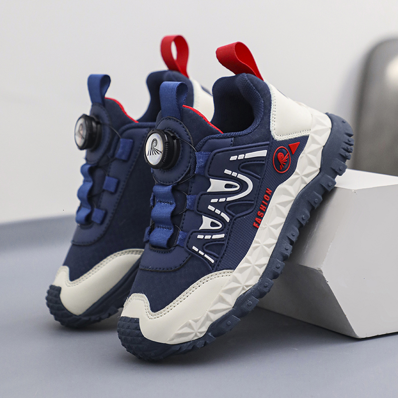 Outdoor Kid Sneakers Sport For 5-16years Boys Fashion Breathable Leather Children Comfort Black Running Casual Shoes