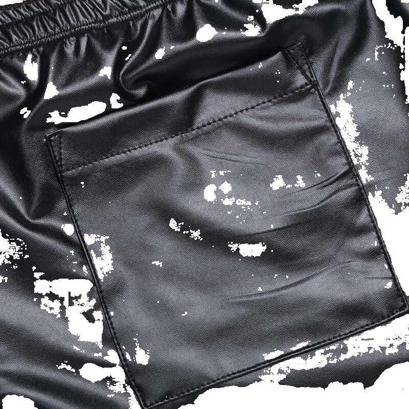 Mens Lingerie Wet Look Faux Leather Sport Hot Boxer Shorts Exotic Pants with a Back Pocket Gay Men Nightclub Pole Dance Shorts1