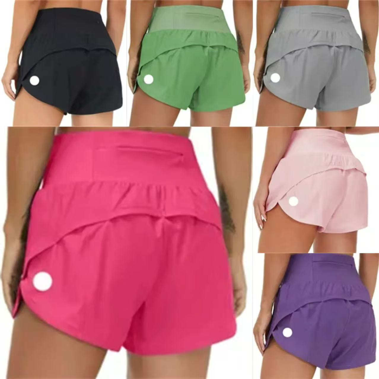 Speed Up High-Rise Lined Short Waist Sports Shorts Women's Set Quick Drying Loose Running Clothes lulule lemonly