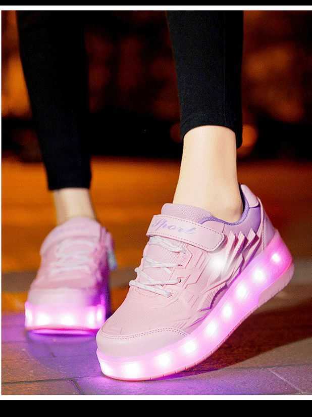 Children's Walking 2024 Shoes Summer Two-wheel Roller Shoes Rechargeable Invisible Wheels Large Children's Skates Y241202