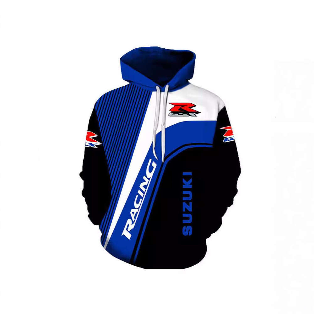 2024 Spring and Autumn New Casual 3D Digital Printed Hoodie Men's Street Motorcycle Round Neck Top