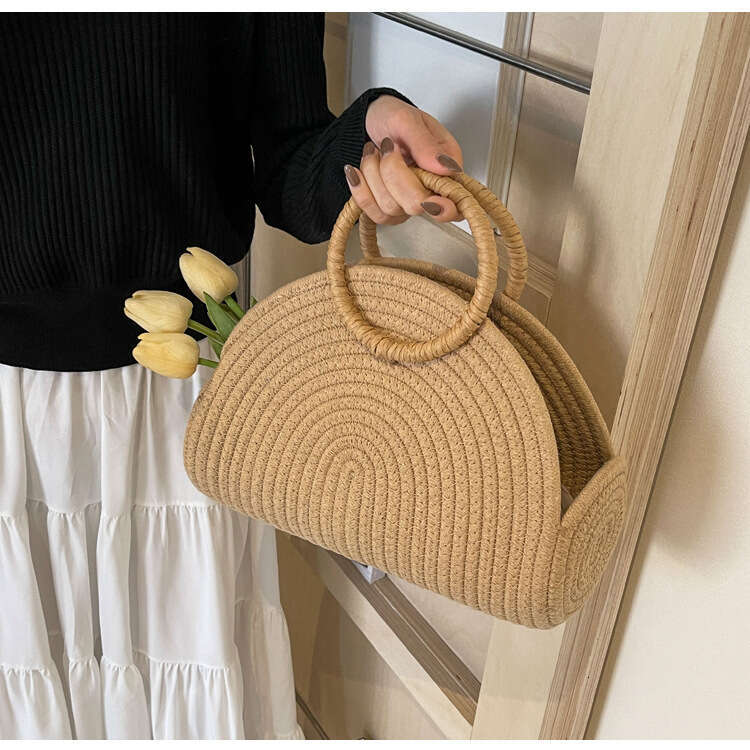 Ladies' beach tote bag, straw beach vacation beach bag, camping and Western multifunctional woven bag
