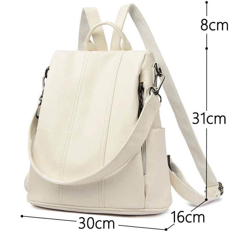 Anti theft Backpack Purses High Quality Soft Leather Female Vintage Bag School Bags Travel Bagpack Ladies Bookbag Rucksack 241115