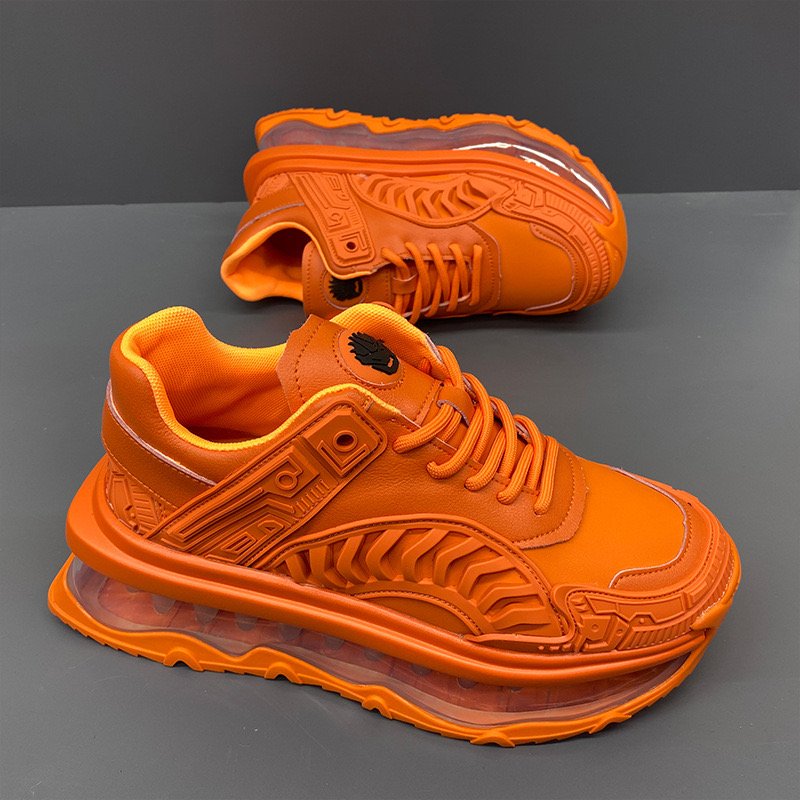 Sneakers Chunky Men Fashion Casual Microfiber Leather Mesh Breathable Height Increased Flat Platform Air Cushion Running Shoes 6004 b0ea