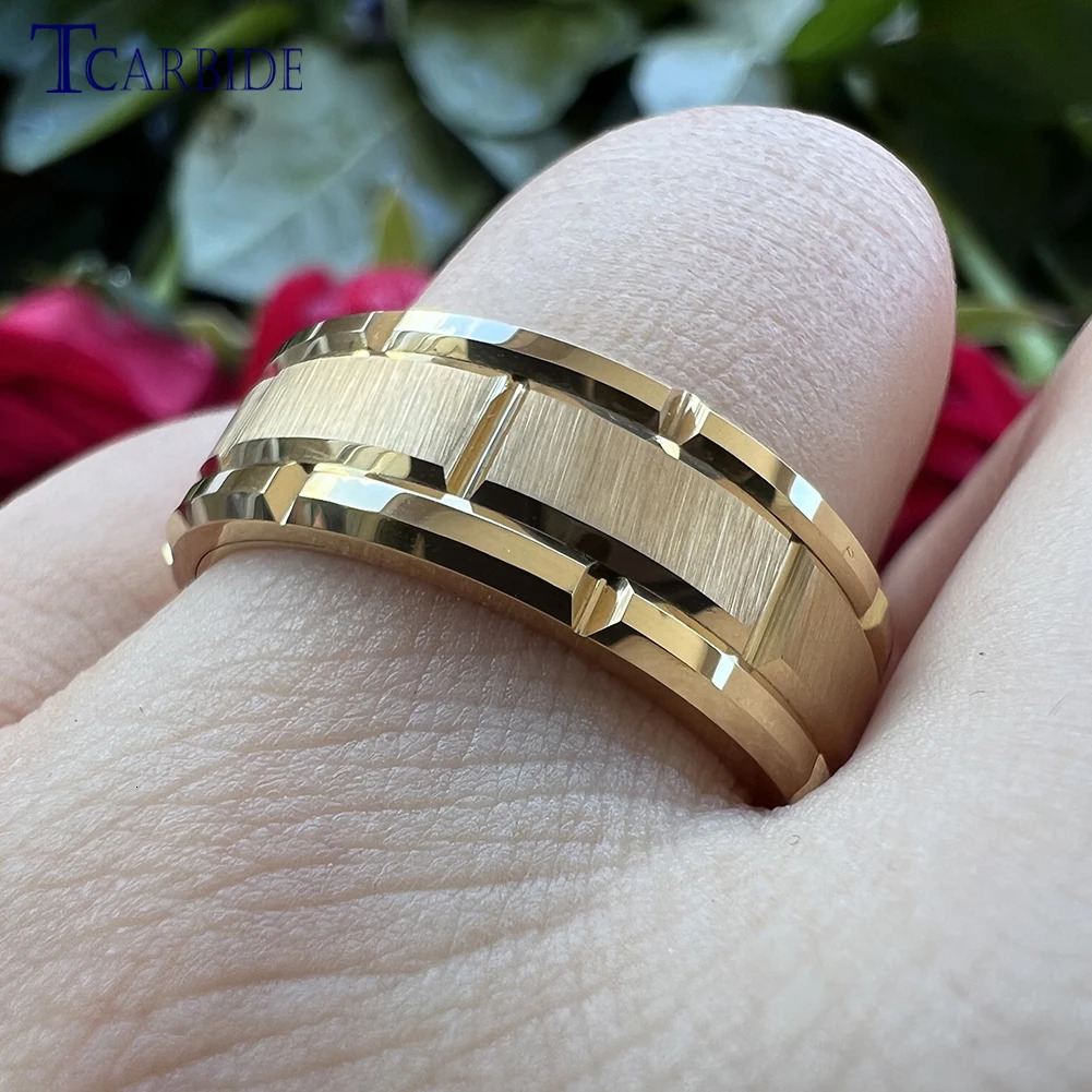 8MM Men Women Cool Wedding Band Tungsten Carbide Ring Multi Grooves Finish Boyfriend Husband Surprice Gift Jewelry 241202