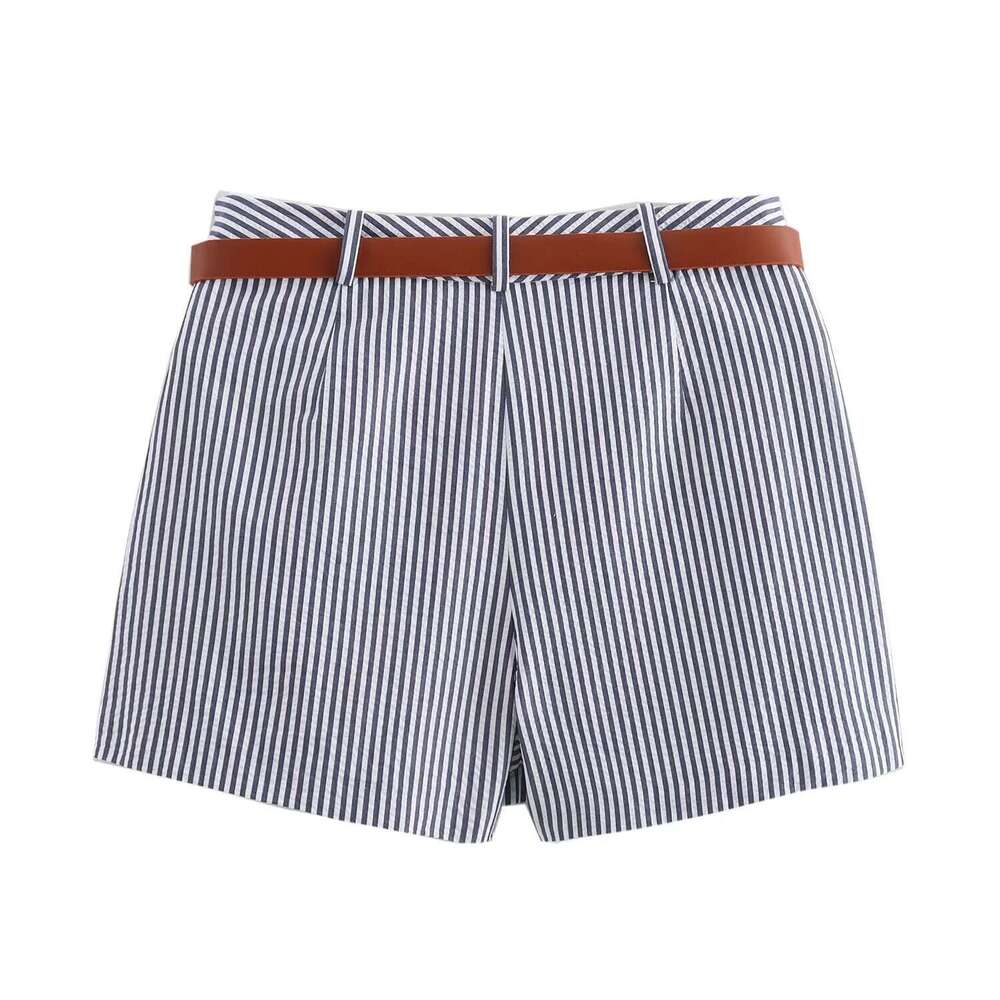 Summer European American Women's Street with Belt and Striped Skirts W025 1053 2024 New Casual Fashion Trendy Clothing