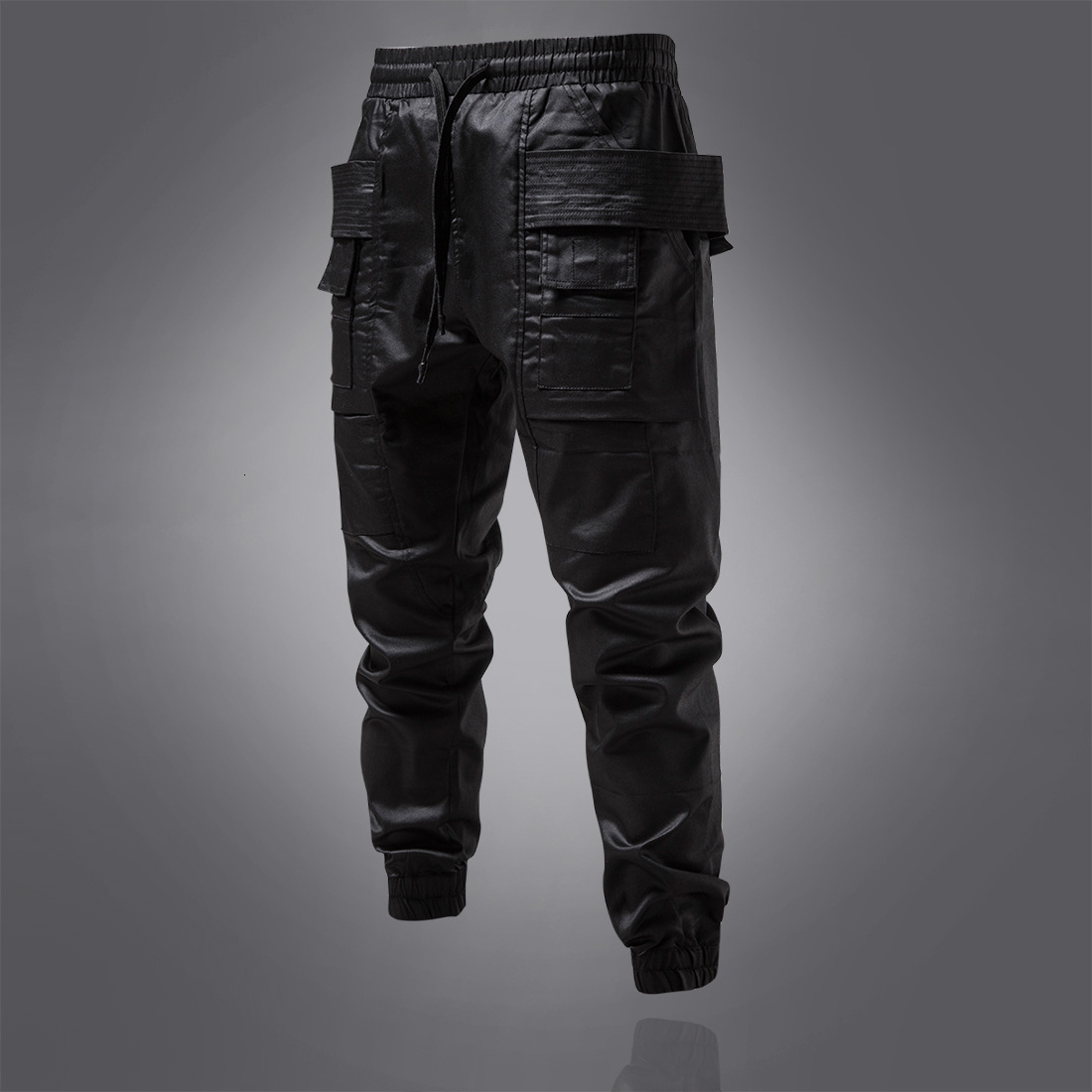 Dark RO coated waxed work mens motorcycle loose casual heavy-duty functional wind binding leg pants 230330