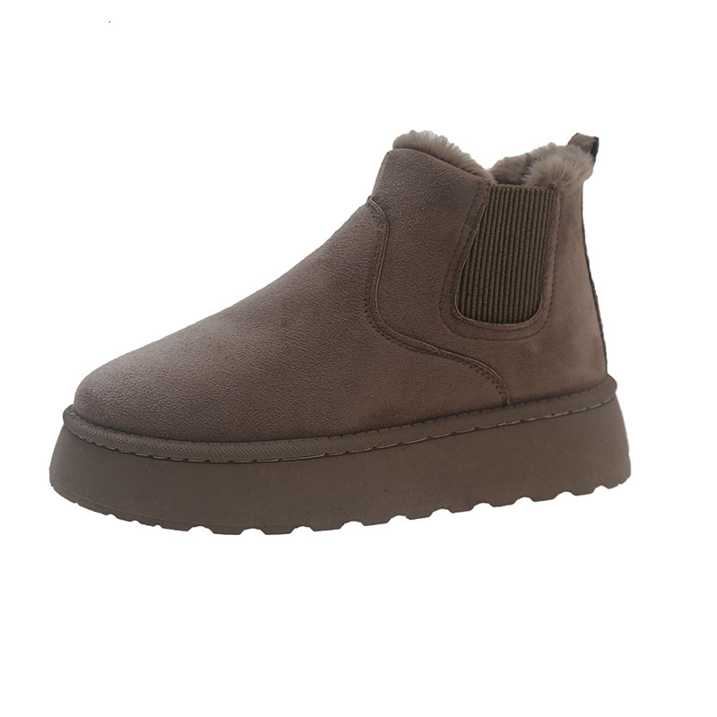 Thick soled snow boots for women, autumn and winter 2024 new model with added fleece and thick warm boots, bread shoes for women, snow boots