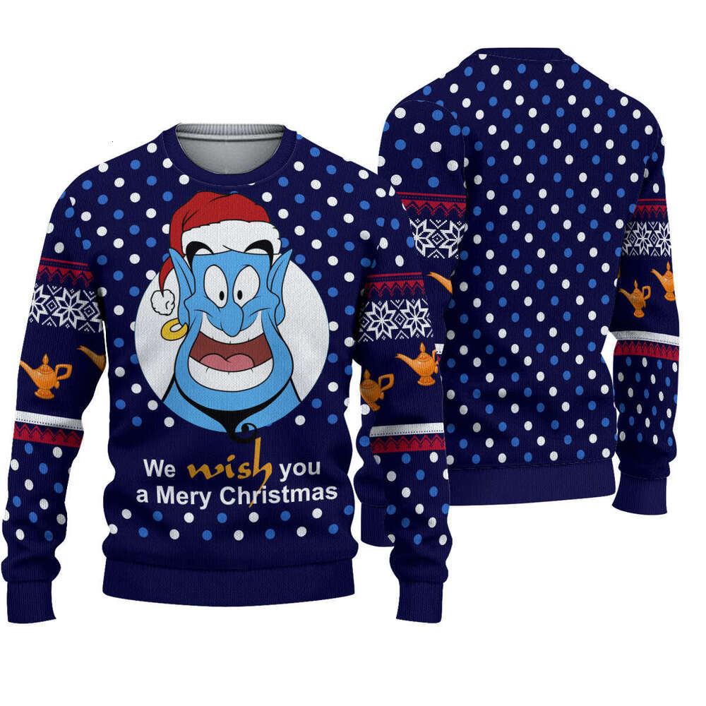 2024 Spring and Autumn New Christmas Theme 3D Digital Printed Loose Head Casual Round Neck Hoodie