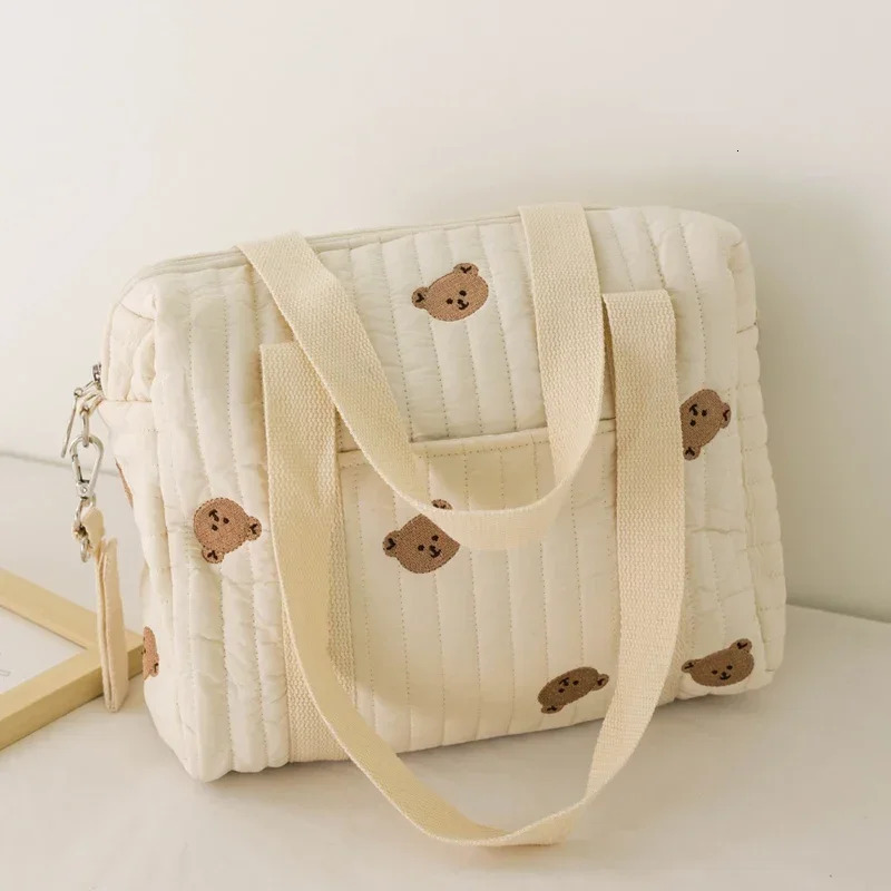 Cute Bear Stroller Nappy Korea Embroidery Wer Mommy Bag Soft Maternity Shoulder Pack Portable Baby Diaper Organizer